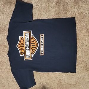 Vintage Harley-Davidson Short Sleeve Henley Shirt Flame Graphic USA Made 🔥